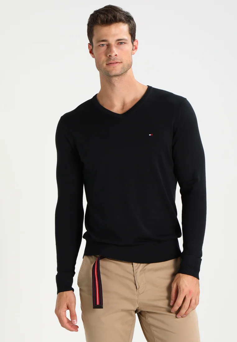 V-NECK - Strickpullover - flag black