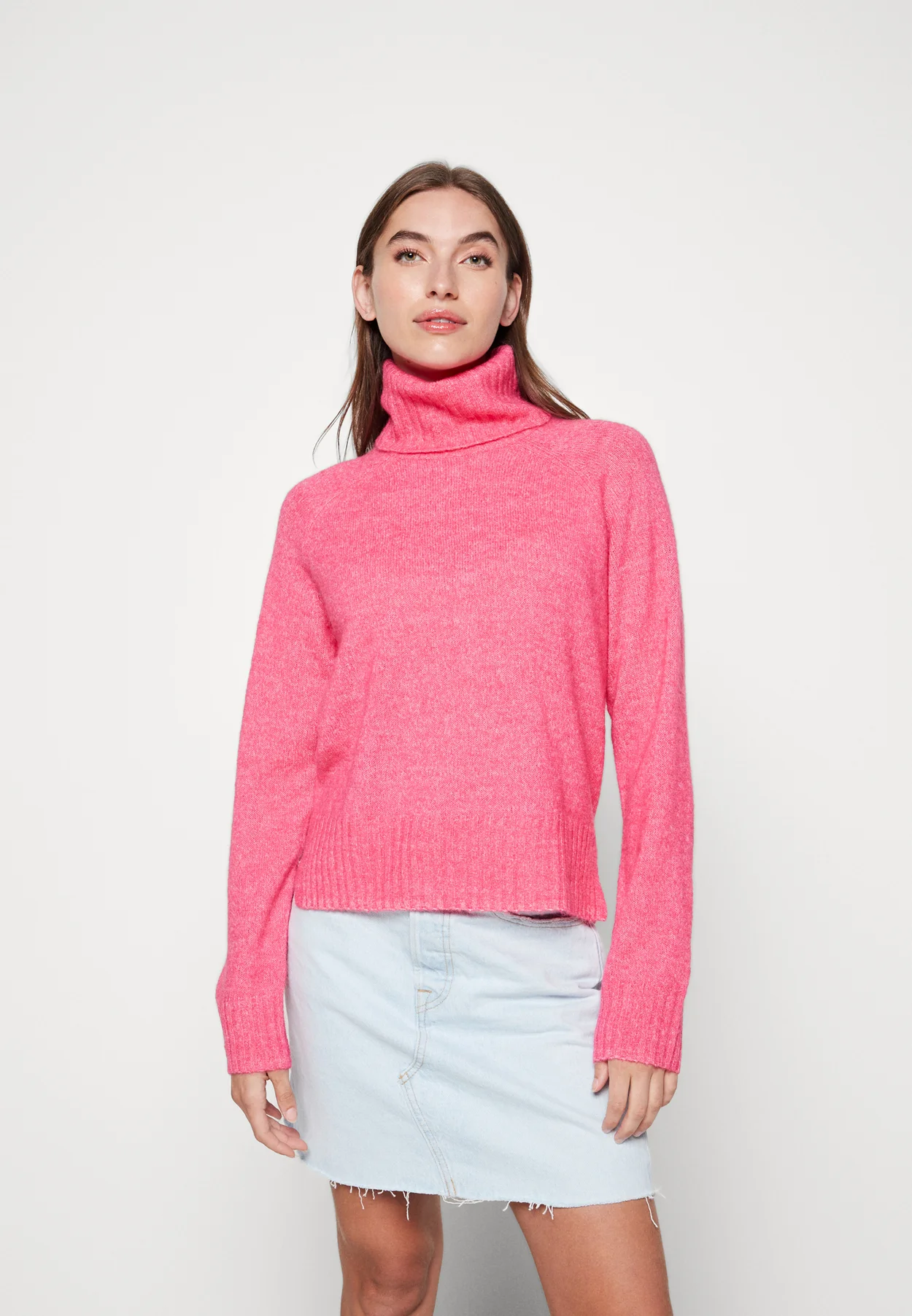 DANIELA COWLNECK - Jumper - hot pink/w melange
